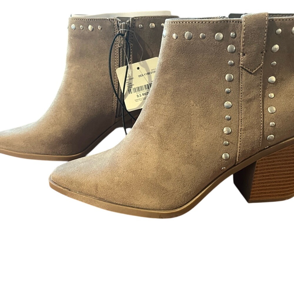 a.n.a Tan Ankle Booties with Studded Design